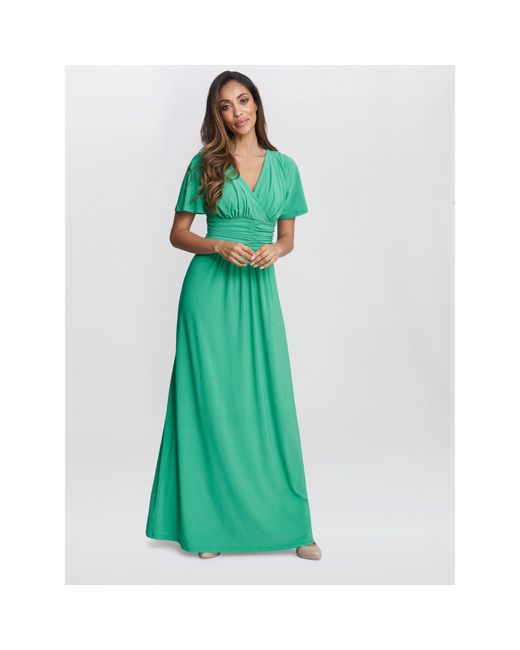 Gina Bacconi Green Elena Jersey Maxi Dress
