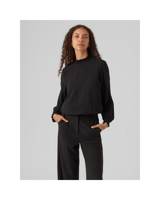 Vero Moda Black Open Neck Long-Sleeve Blouse