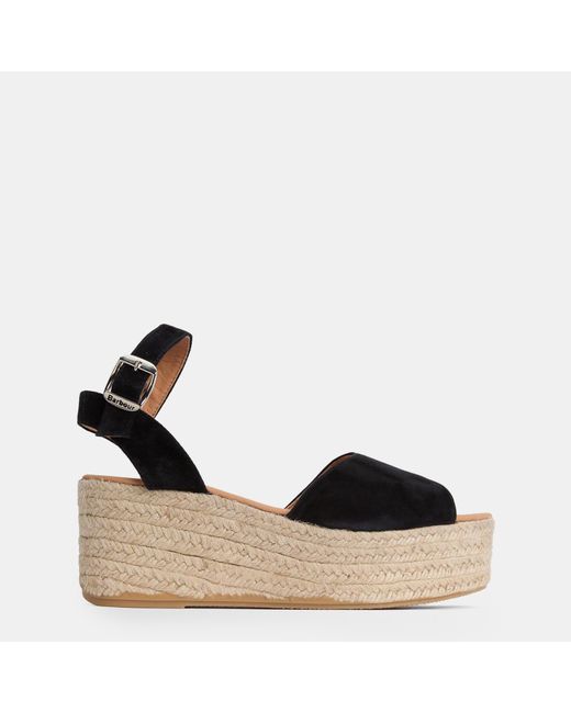Barbour Black Aspen Espadrille Wedges