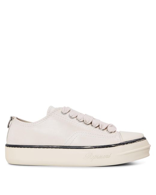 Represent White Cap Leather Low-Top Trainers for men