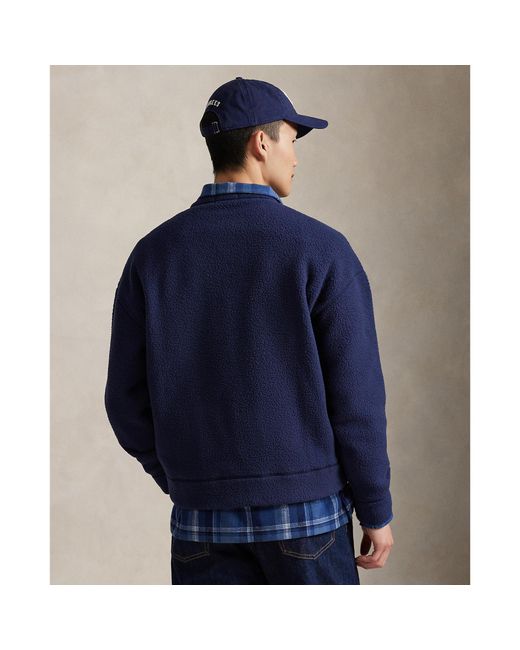 Polo Ralph Lauren Blue Fleece Check Overshirt for men