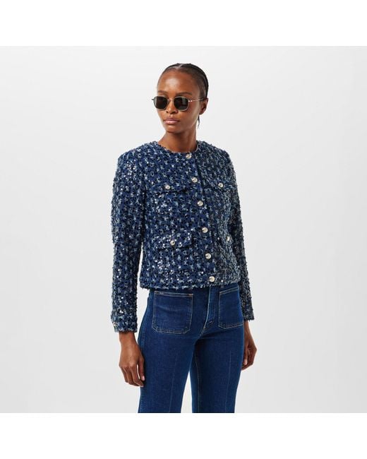Karl Lagerfeld Blue Classic Denim Structured Fit Denim Jacket