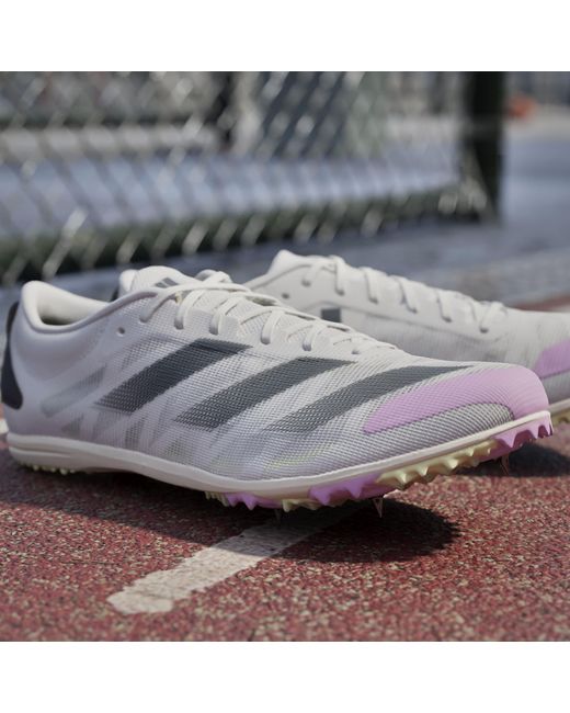 Adidas White Adizero Running Spikes for men