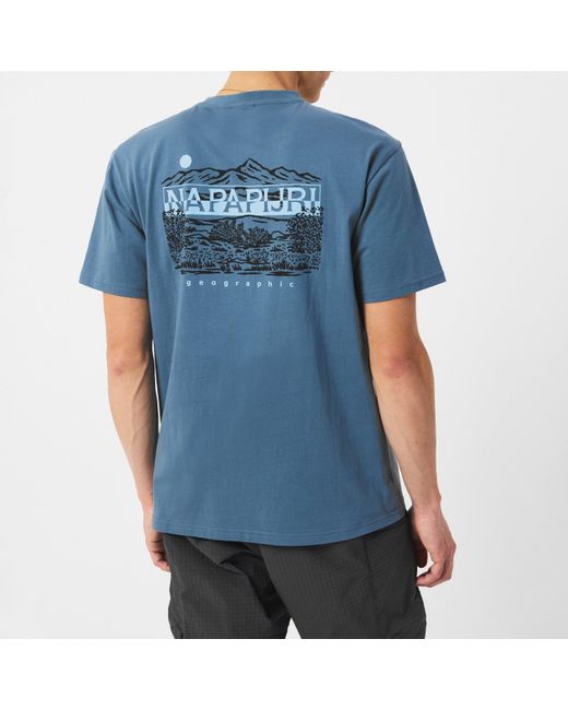 Napapijri Blue Graphic T-Shirt for men