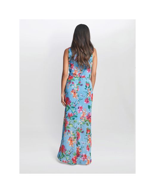 Gina Bacconi Blue Jennifer Printed Maxi Dress