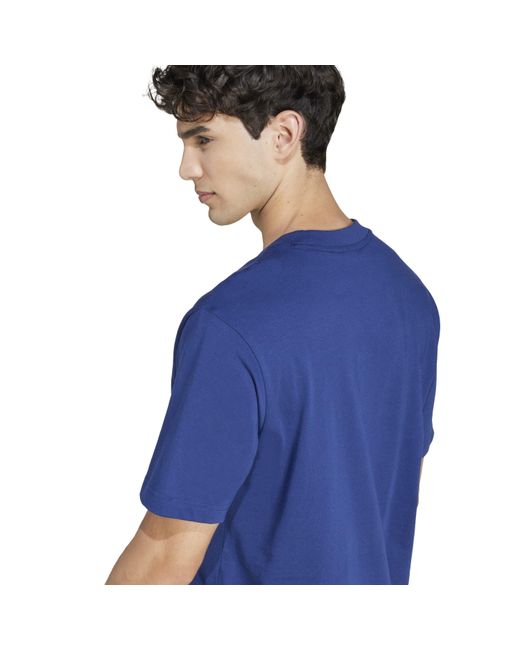 Adidas Blue Essentials Single Jersey Logo T-Shirt for men