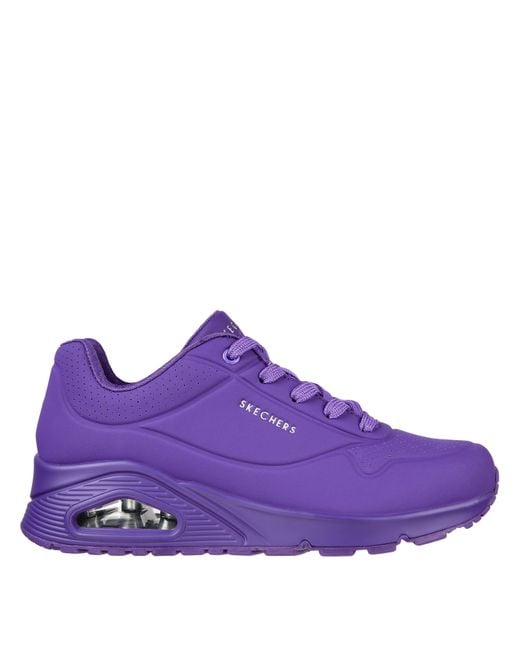 Skechers Purple Durabuck Lace Up Classic Low-Top Trainers