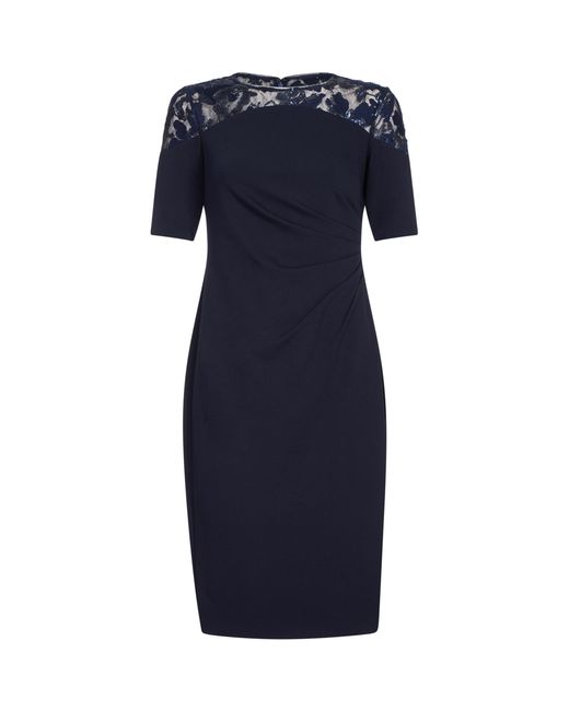 Adrianna Papell Blue Crepe Short Dress