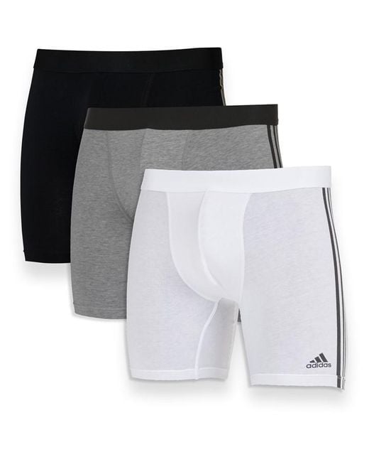 Adidas Black Active Flex Cotton 3 Stripe Boxer Brief 3 Pack for men