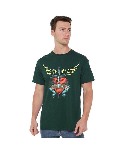 BON JOVI Green Daggered T Shirt Charcoal for men