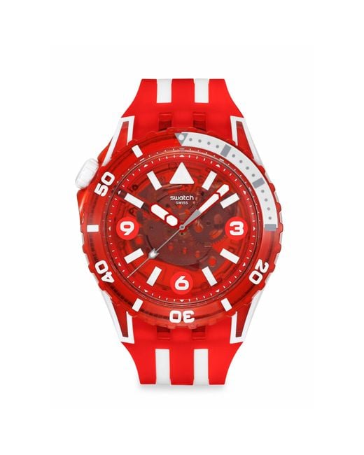 Swatch Red Scubaqua Water Resistant Analogue Quartz Watch