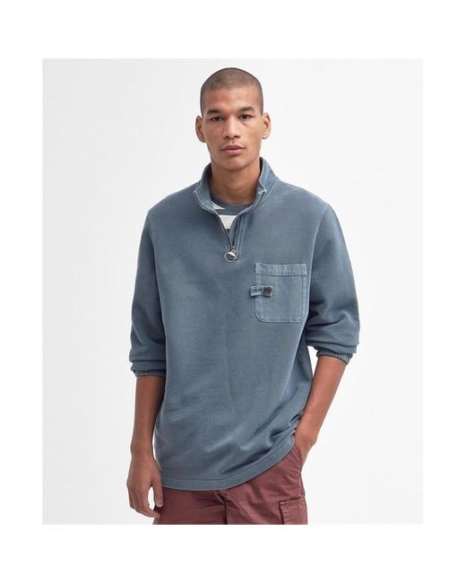 Barbour Blue Liverton Half Zip Sweatshirt for men