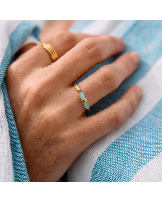 Rachel Jackson Metallic Tranquility Aquamarine Adjustable Ring