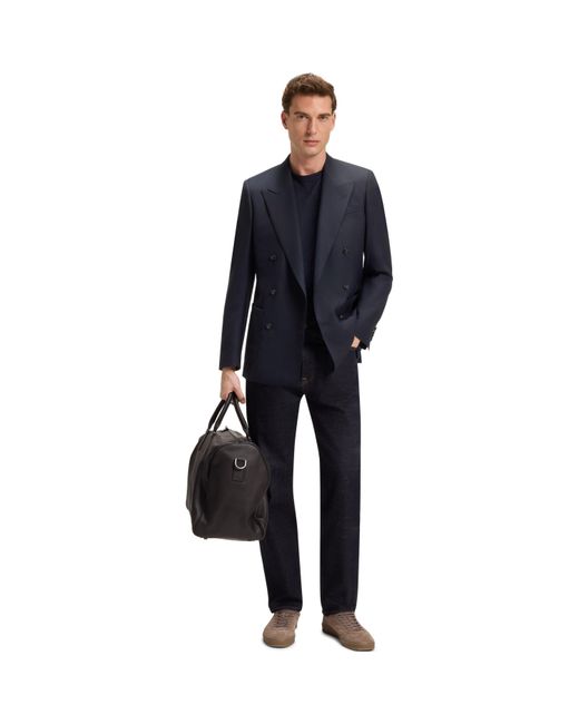 Boss Blue Double Breasted Stretch Full Lining Suit Jacket for men
