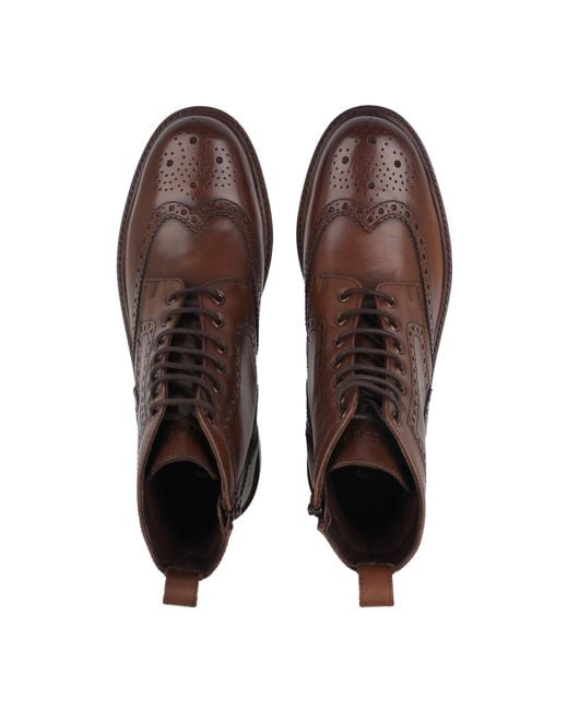 Firetrap Brown Leather Brogue Boots for men