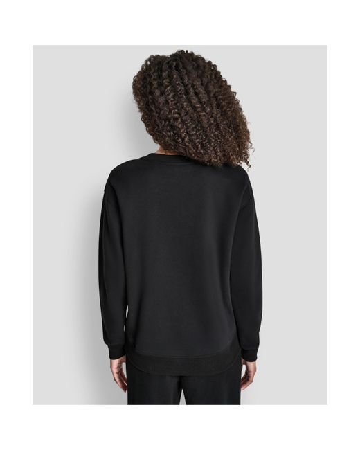 DKNY Black Cotton Logo Crew Sweatshirt