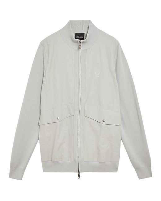 Lyle & Scott Gray Full-Zip Knitted Bomber Jacket for men