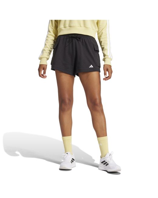Adidas Gray Essentials Small Logo French Terry Cargo Shorts