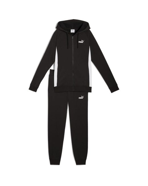PUMA Black Full Zip Hooded Fleece Tracksuit