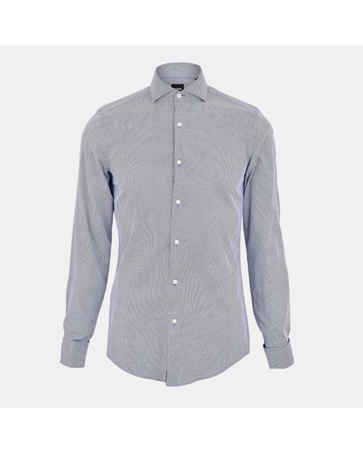 Boss Blue Hank Spread Long-Sleeve Plain Shirt for men