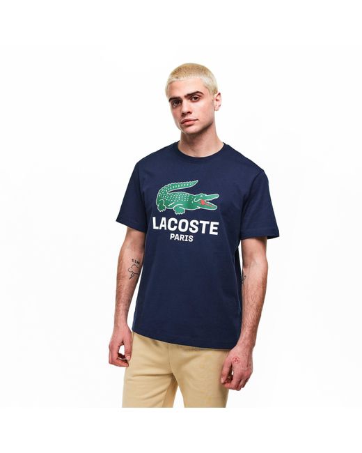 Lacoste Blue Large Croc Regular Fit T-Shirt for men