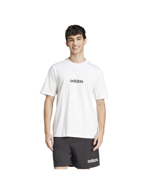 Adidas White Essentials Single Jersey Logo T-Shirt for men