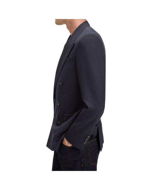 Boss Blue Double Breasted Stretch Full Lining Suit Jacket for men