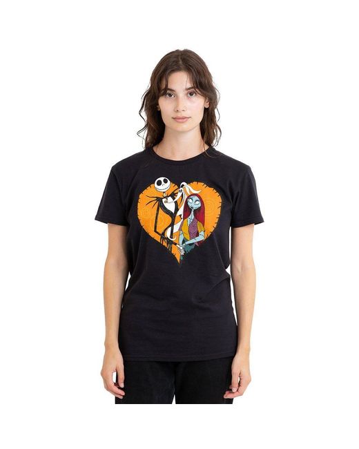 Disney Black The Nightmare Before Christmas Jack Sally Heart T