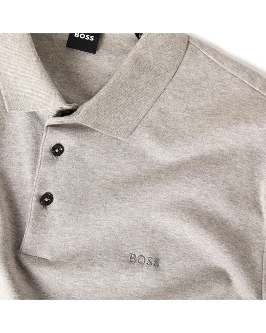 Boss Gray Pado 30 Long-Sleeve Polo Shirt for men