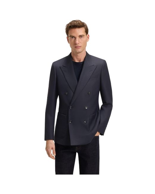 Boss Blue Double Breasted Stretch Full Lining Suit Jacket for men