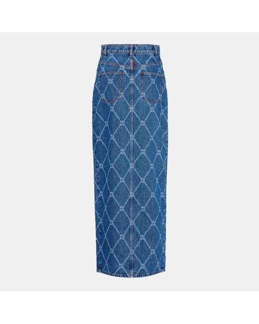HUGO Blue Rigid-Denim Maxi Skirt