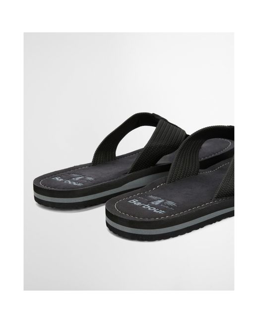Barbour Black Toeman Beach Sandal for men