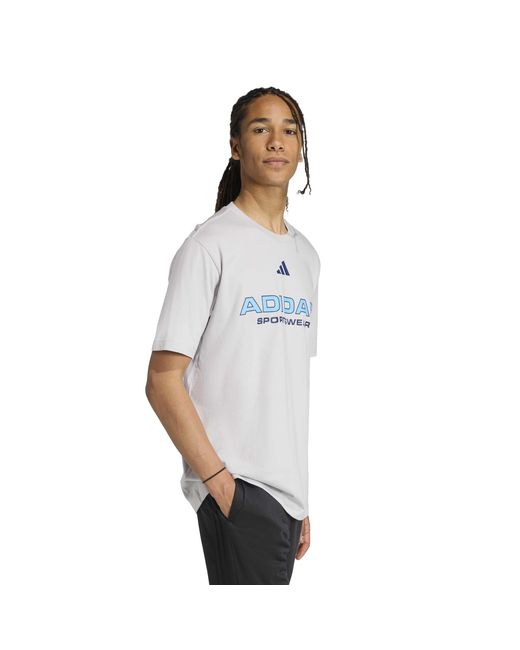 Adidas Blue Graphic Logo T-Shirt for men