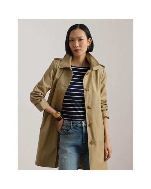 Ralph Lauren Natural Genuine Leather Structured Trench Coat