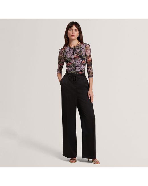 Ted Baker Black Ted Satin Wide Leg Trouser