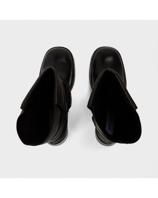 Steve Madden Black Bonfire Trench Boots With Metallic Pattern