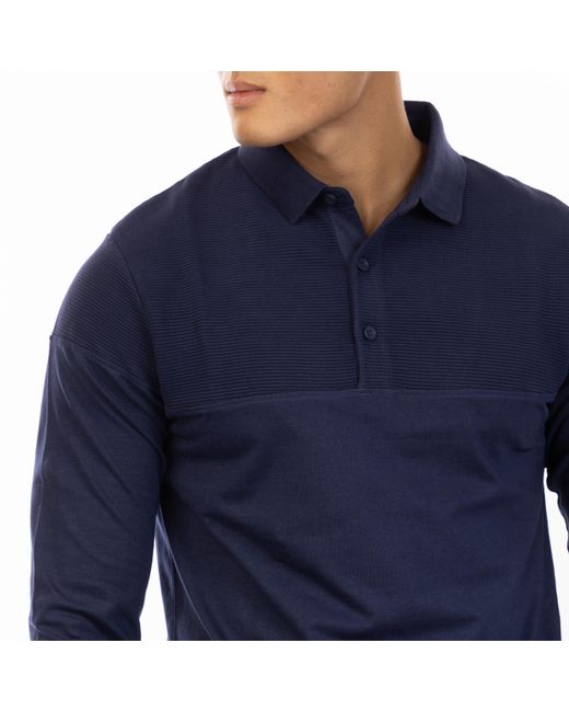 Peter Werth Blue W Chessum Long Sleeve Polo Shirt for men