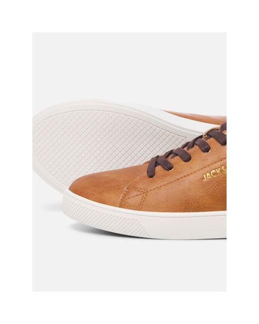 Jack & Jones Brown Bosley Pu Casual Low-Top Trainers for men