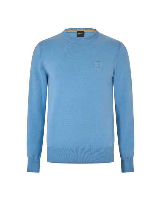 Boss Blue Long Sleeve Crew Neck Jumper (Kanovano) for men