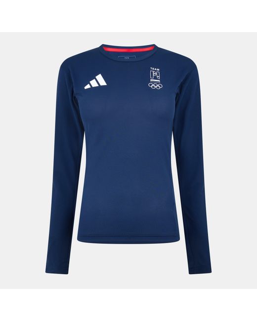 Adidas Blue Long Sleeve Performance Gym Top