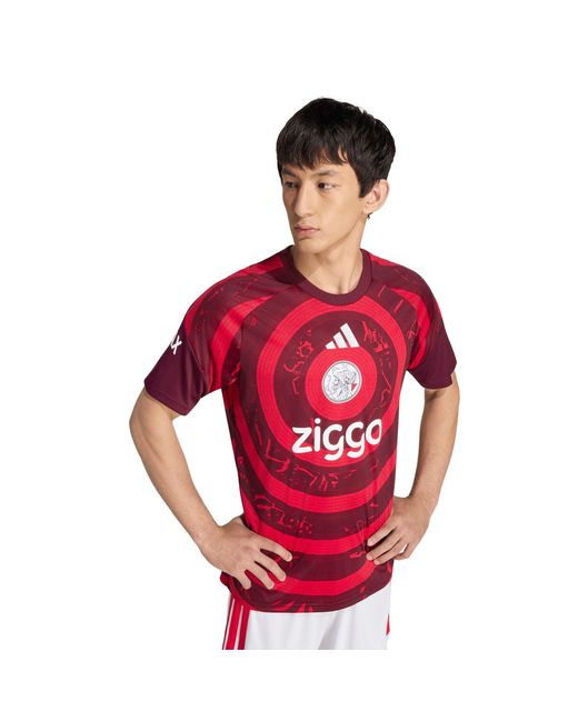 Adidas Red Ajax Amsterdam Short Sleeve T-Shirt for men