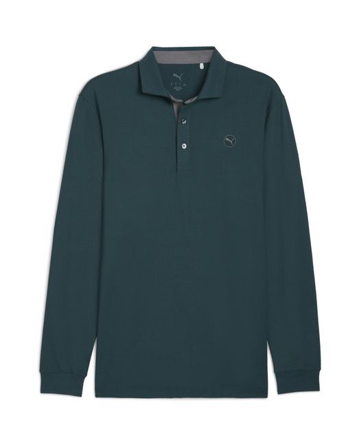 PUMA Green Cloudspun Long Sleeve Midweight Performance Polo Shirt for men