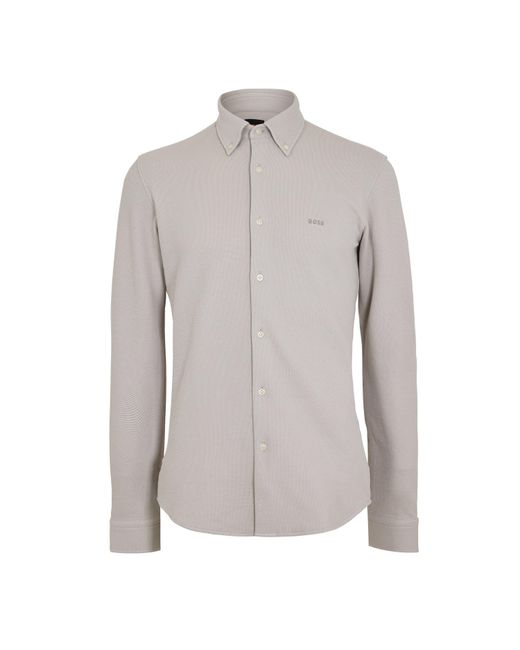 Boss Gray Slim Fit Buttoned Long Sleeve Shirt for men