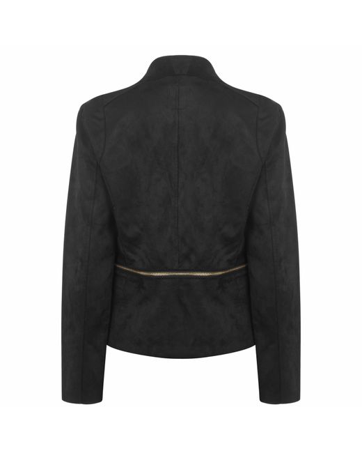 Biba Black Waterfall Faux Suede Long Sleeve Overcoat