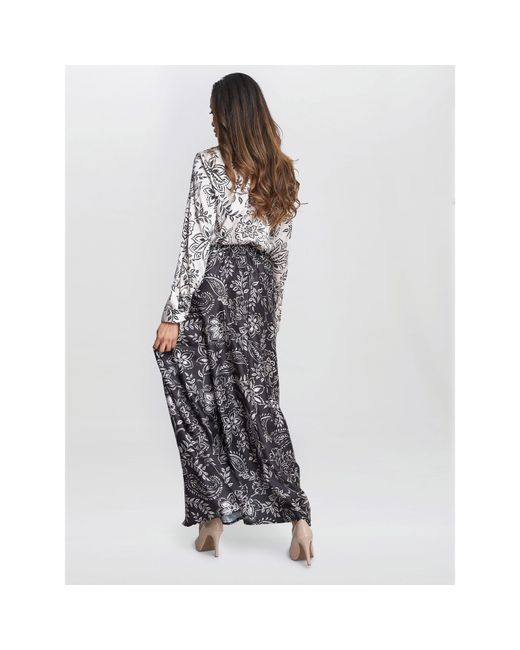 Gina Bacconi Gray Dakota Satin Elastic Waist Skirt