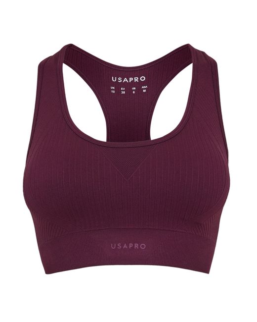 Usa Pro Purple Up Seamless Crop Sports Bra