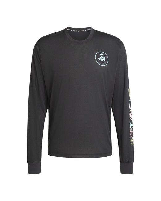 Adidas Black Otr Ar Long Sleeve Performance Running Top for men