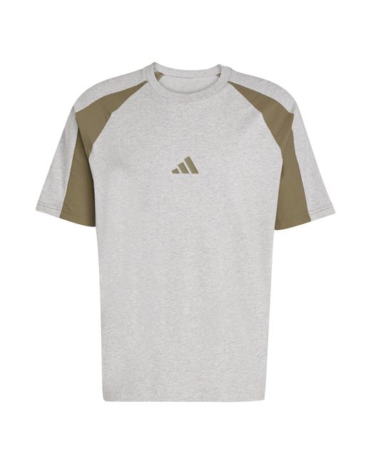 Adidas Gray Seasonal Essentials Colorblock T-Shirt for men