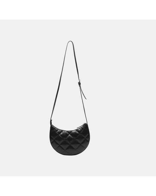 Firetrap Black Quilted Faux Leather Embroidered Crossbody Bag