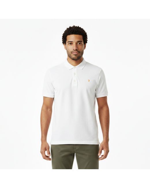 Farah White Emerson Short Sleeve Polo Shirt for men